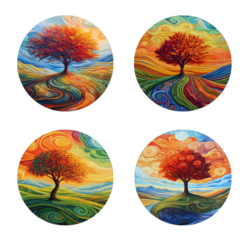 Family Tree Print - 4 tree print coasters, suitable for