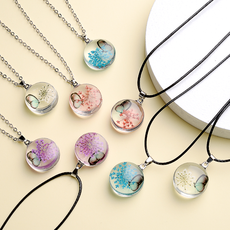 Fahion Glass Charm Real Dried  - đánh giá và giá Birth Flower Necklace