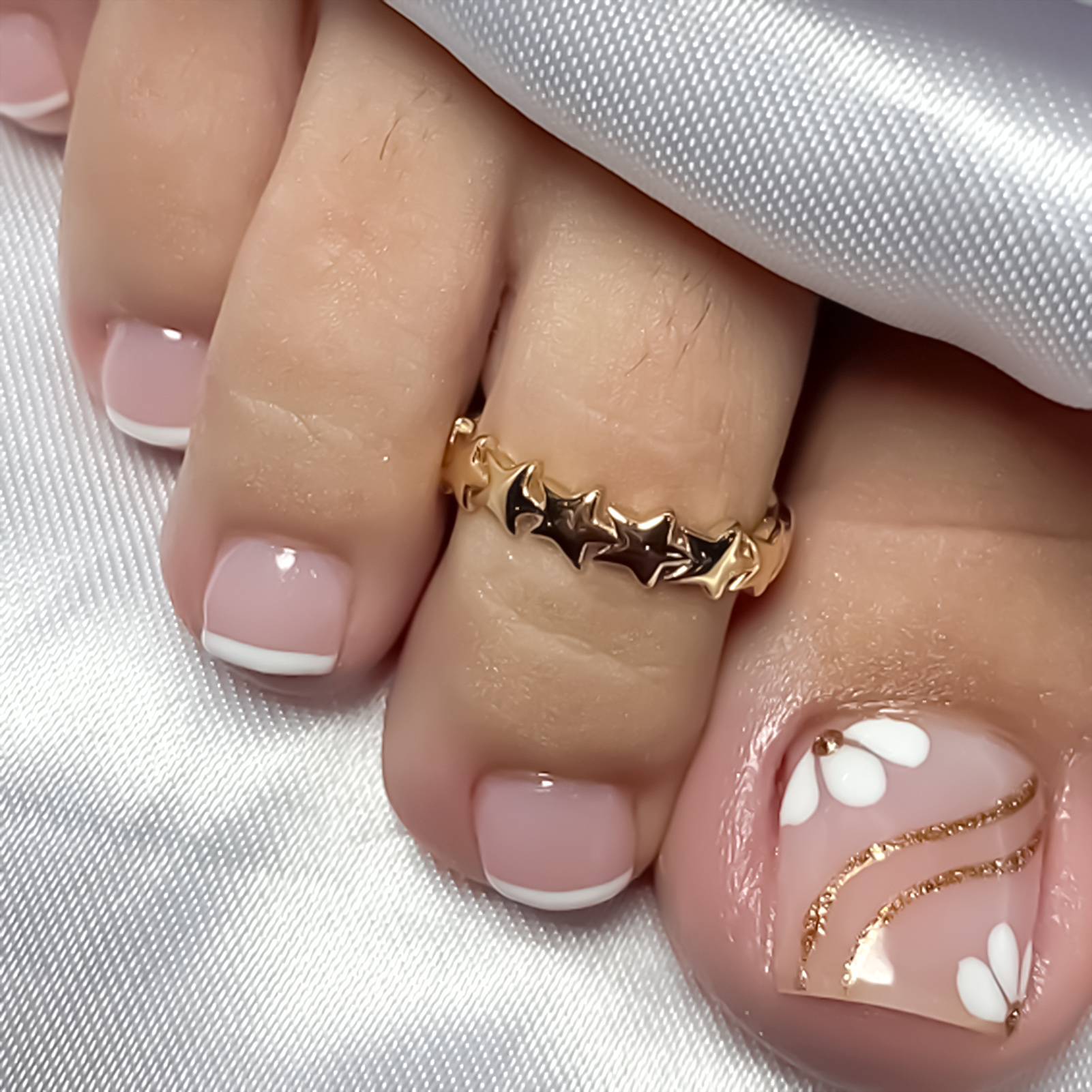 Nude Pink Color Fake Toenails  - đánh giá và giá Pressed Flower Art