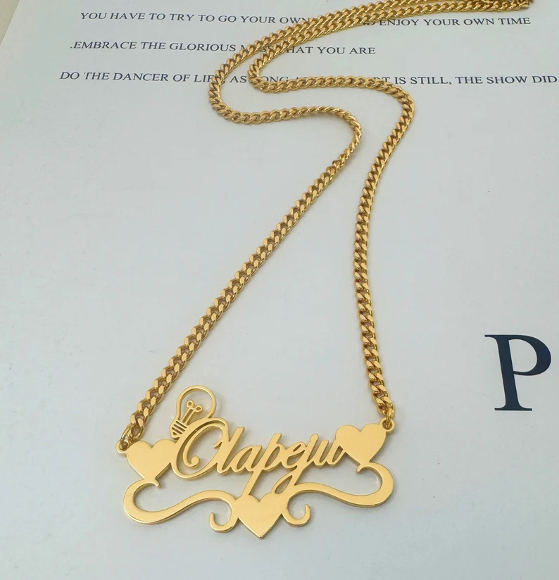 Handcrafted Gold Color Name Ne - đánh giá và giá Name Necklace Custom
