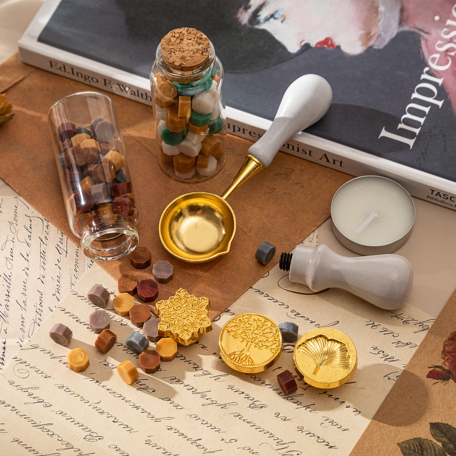 【HOT】Wax Seal Stamp Kit with 3 - đánh giá và giá Wax Seal Letter Kit