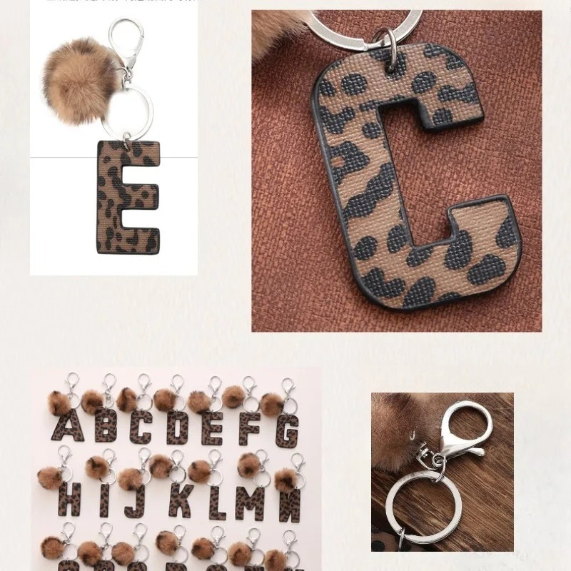 A-M Fashion Leopard Alphabet A - đánh giá và giá Monogram Keychain Leather