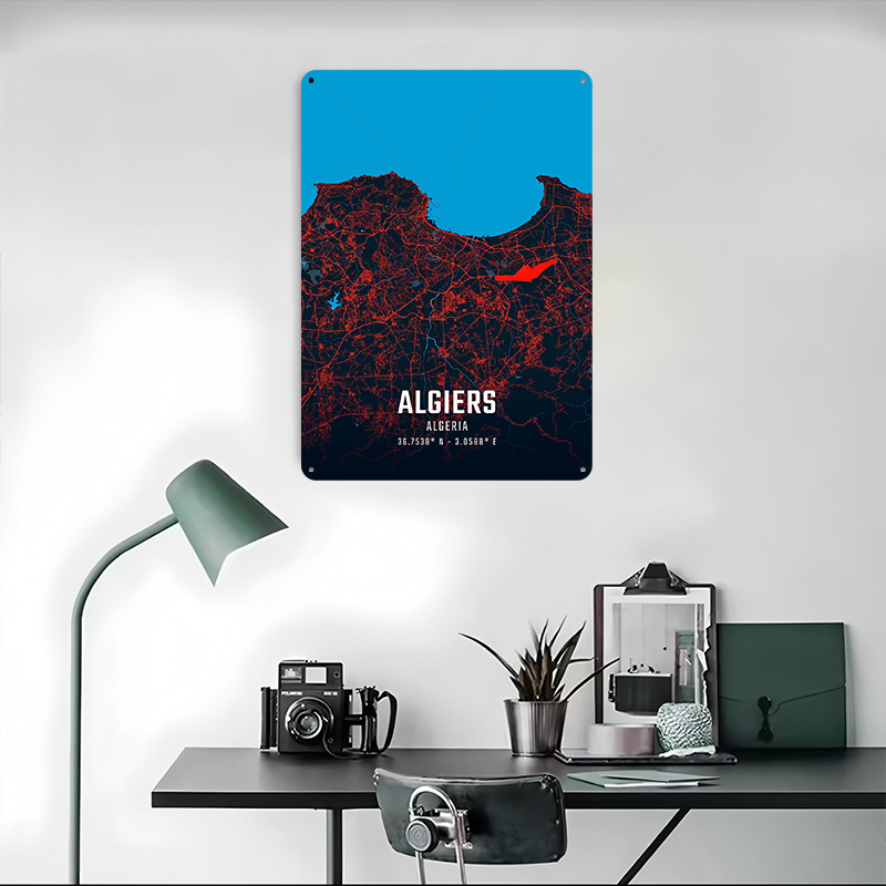 Algiers City Map Metal Poster  - đánh giá và giá Custom Map Poster