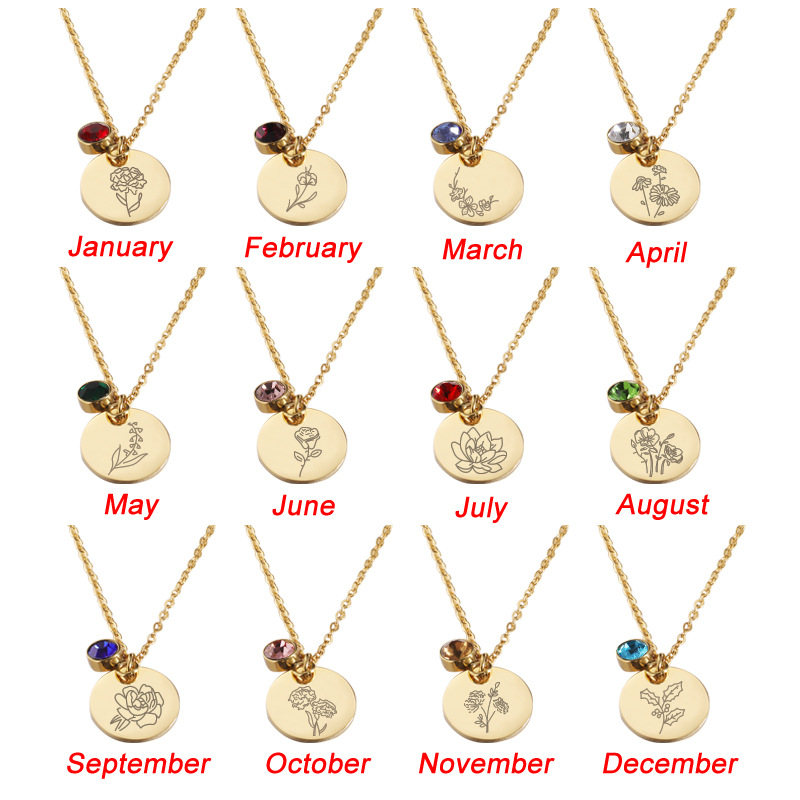 Crystal Birthstone Necklace fo - đánh giá và giá Birth Flower Necklace