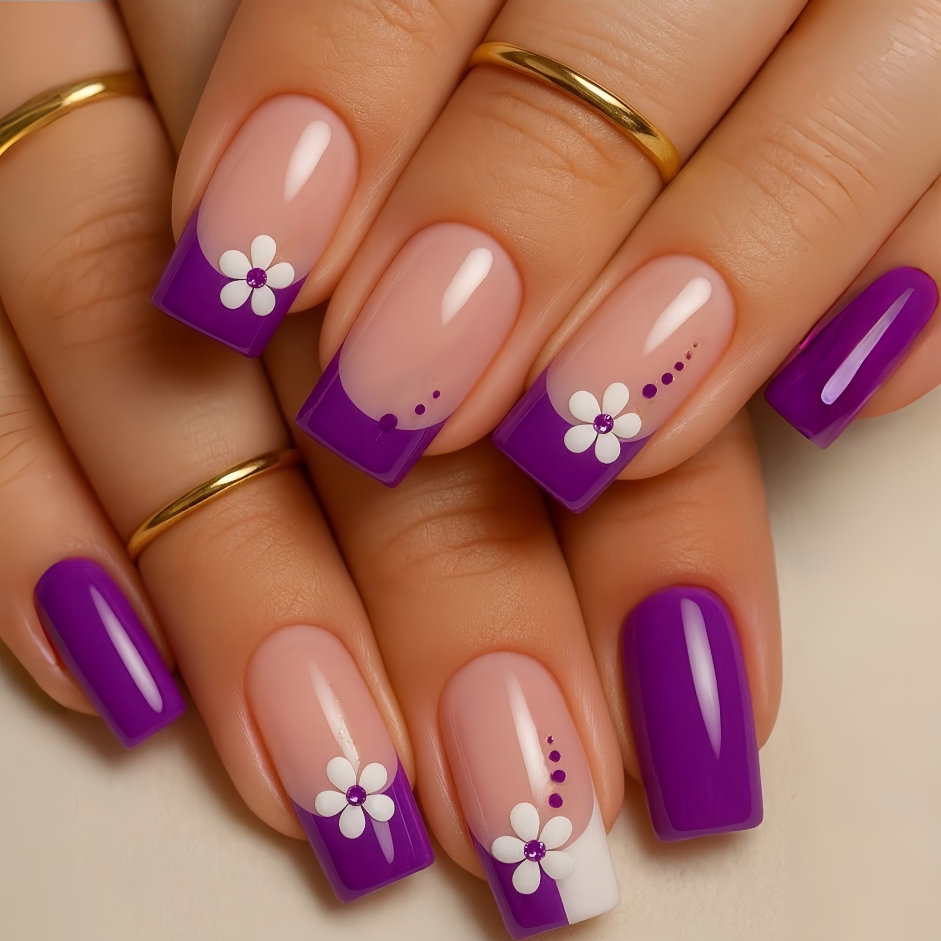 Medium square fake nails for w - đánh giá và giá Pressed Flower Art
