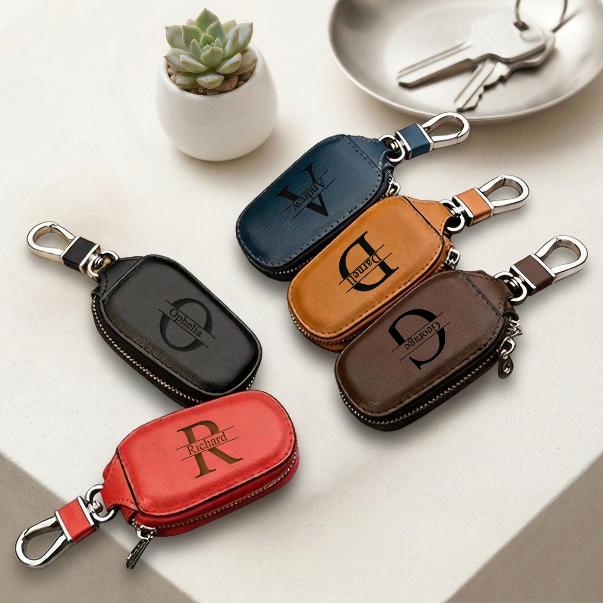 Personalized Custom Zipper Key - đánh giá và giá Monogram Keychain Leather
