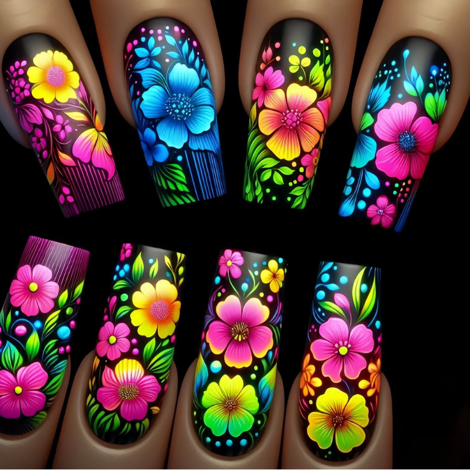 Medium long fake nails gradien - đánh giá và giá Pressed Flower Art