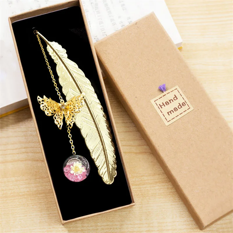 1pc Chinese Style Metal Feathe - đánh giá và giá Dried Flower Bookmark