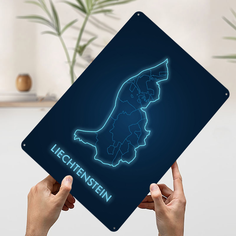Liechtenstein Map Neon Blue Pr - đánh giá và giá Custom Map Poster