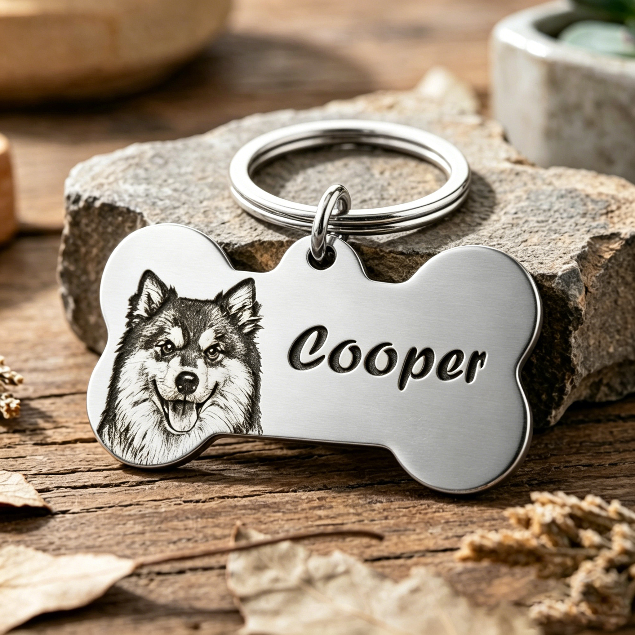 Personalized Bone Pet Keychain - đánh giá và giá Pet Portrait Custom