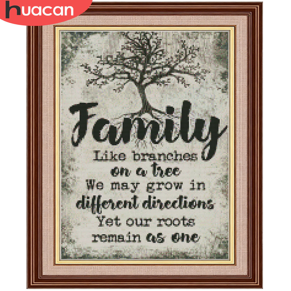 HUACAN  11CT Cross Stitch Comp - đánh giá và giá Family Tree Print