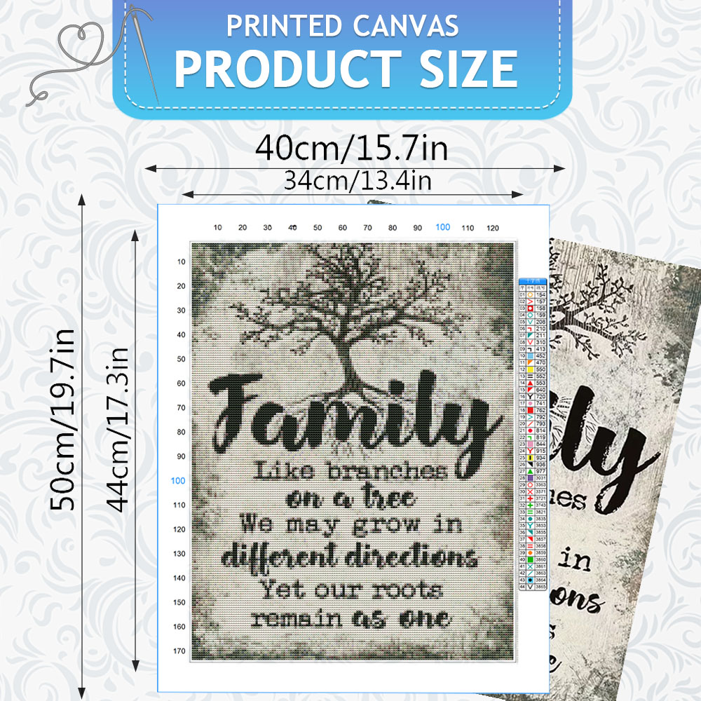 HUACAN  11CT Cross Stitch Comp - đánh giá và giá Family Tree Print