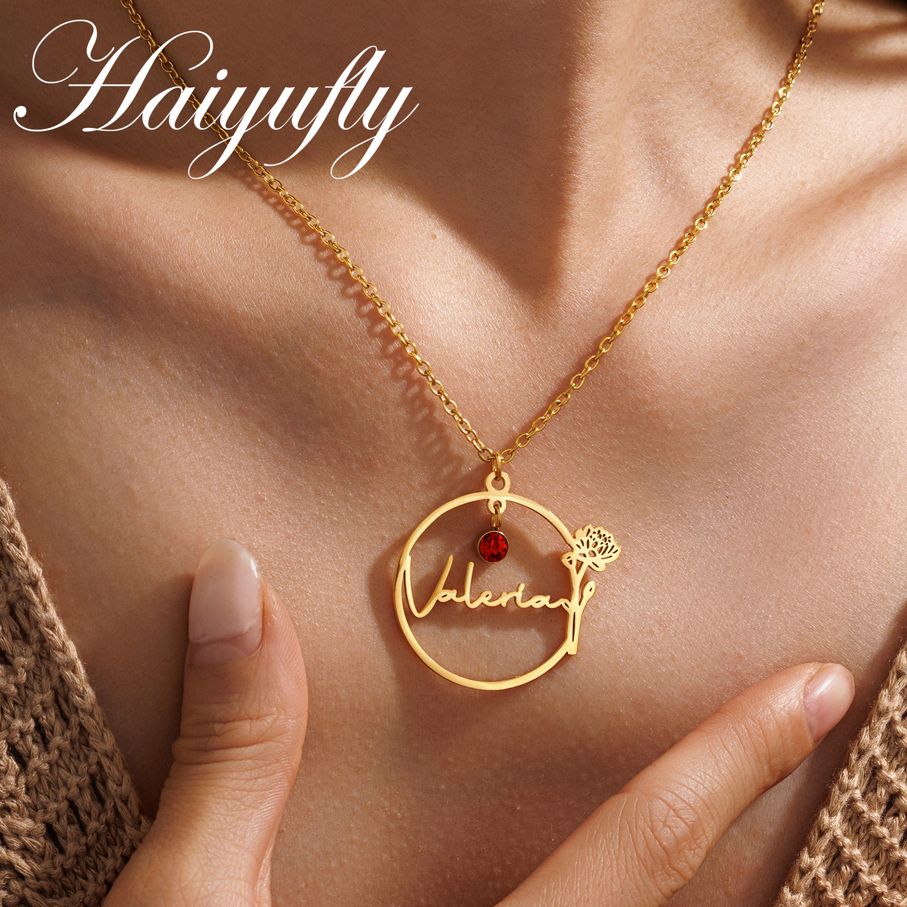 Haiyufly Custom Name Necklace  - đánh giá và giá Birth Flower Necklace