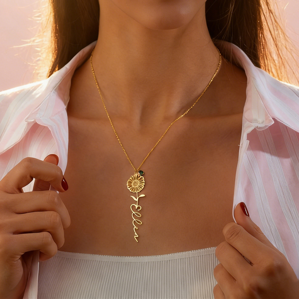 Customized Name Necklace with  - đánh giá và giá Birth Flower Necklace