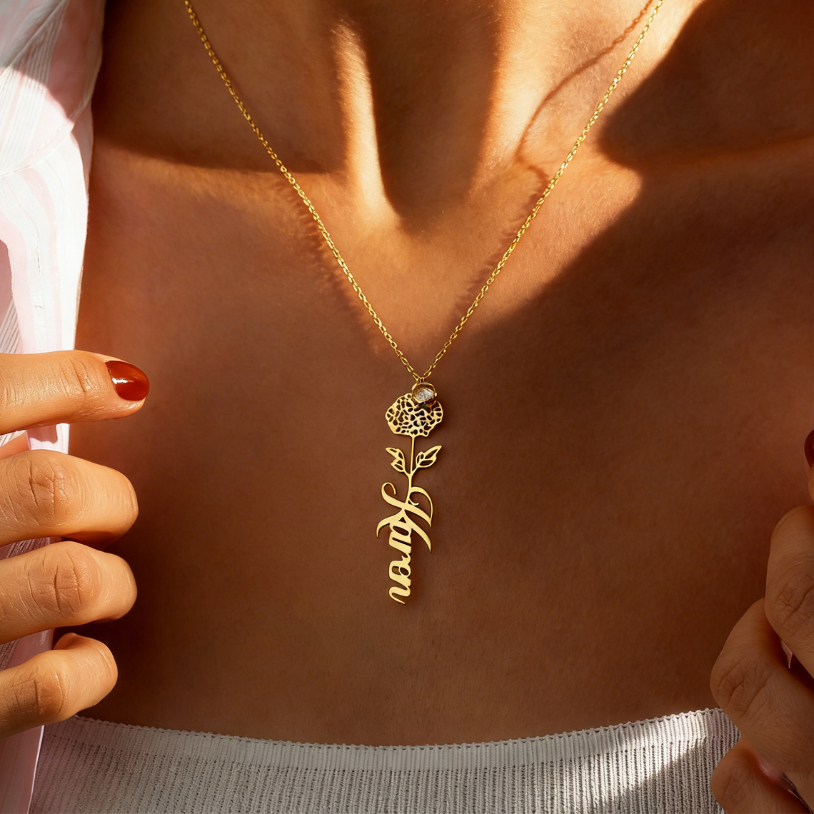 Customized Name Necklace with  - đánh giá và giá Birth Flower Necklace