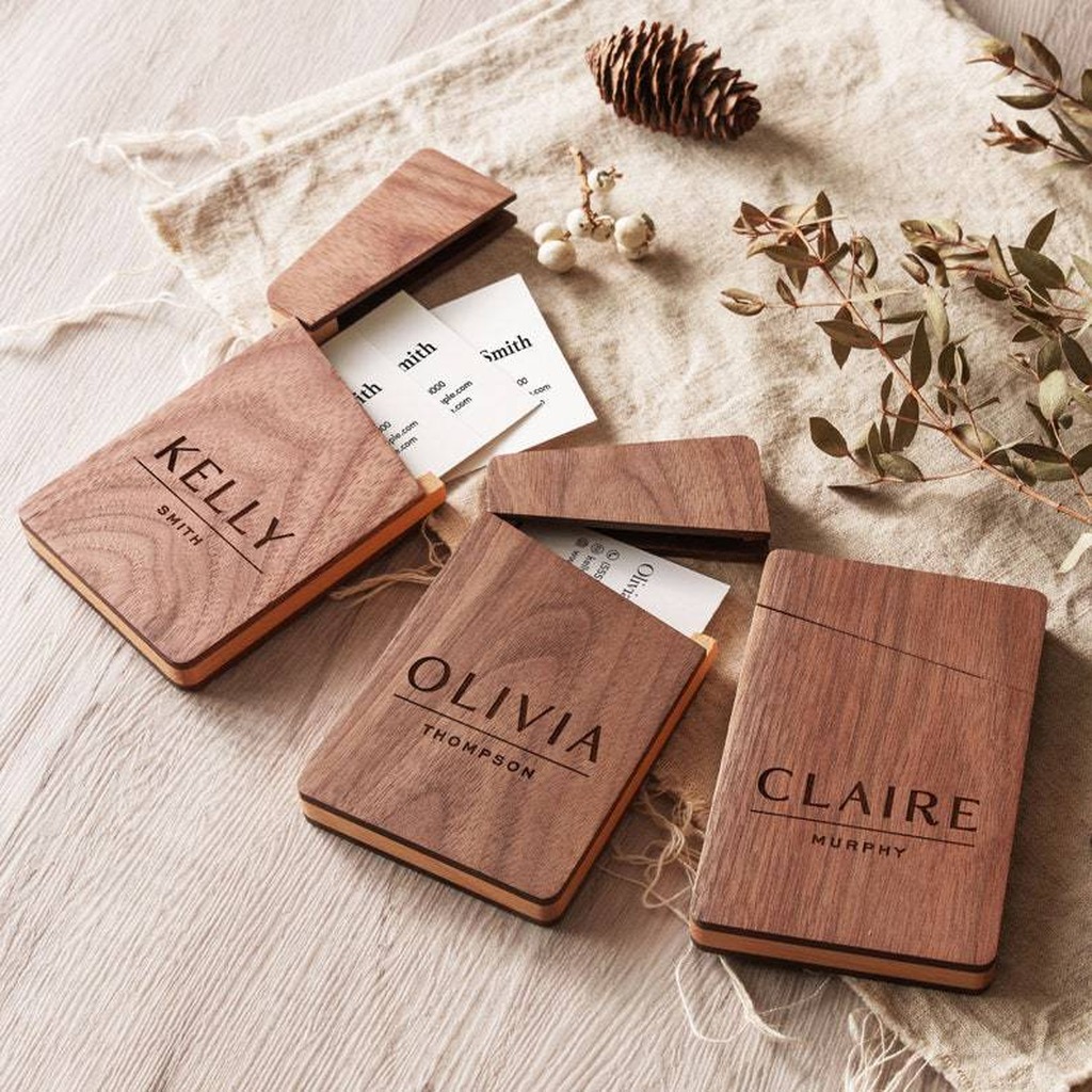 Business Card Holder Wooden Of - đánh giá và giá Personalized Name Box
