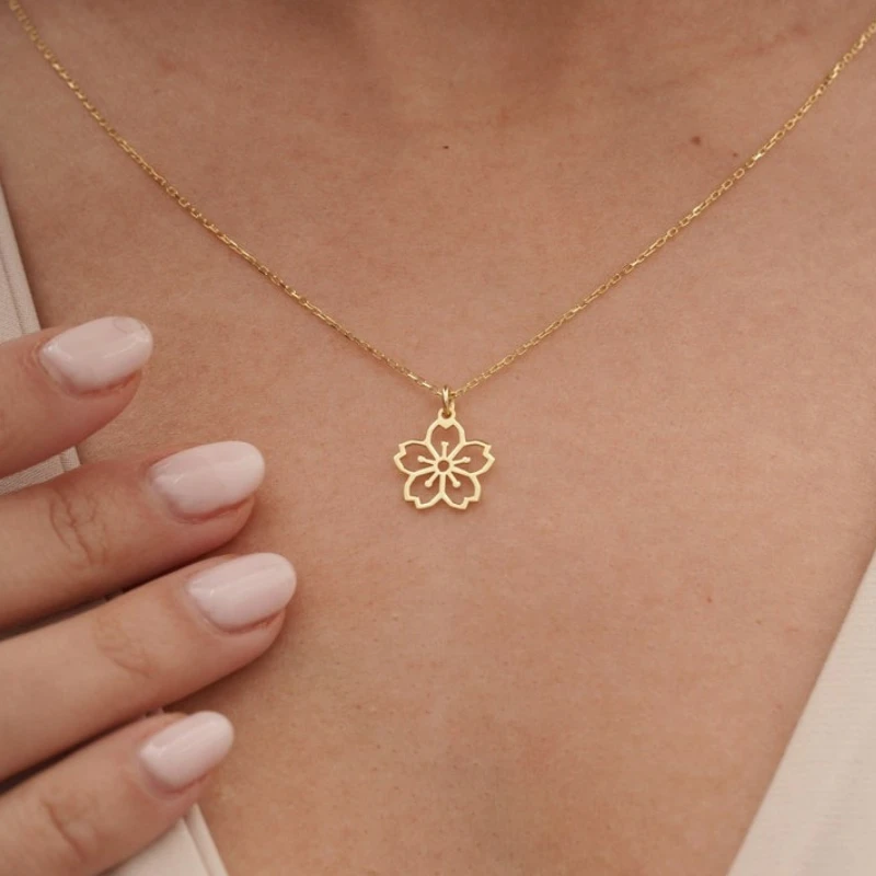 Dainty Sakura Flower Charm Nec - đánh giá và giá Birth Flower Necklace