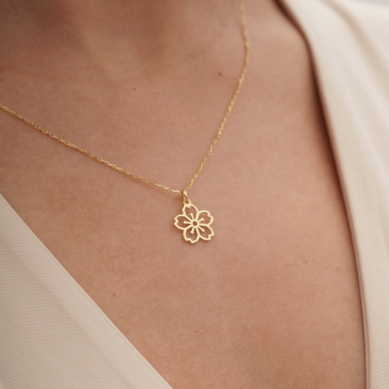 Dainty Sakura Flower Charm Nec - đánh giá và giá Birth Flower Necklace