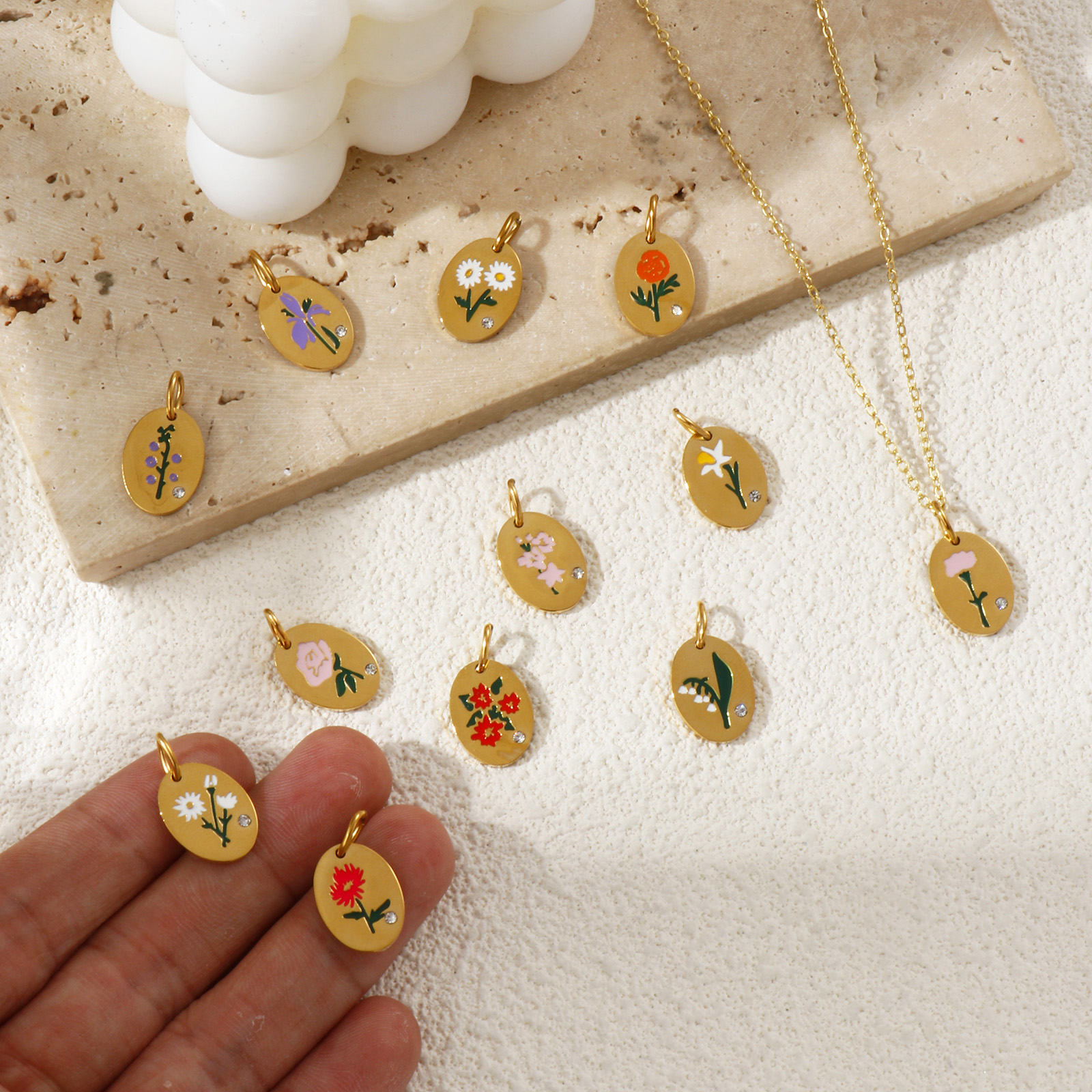 1 Piece 304 Stainless Steel Bi - đánh giá và giá Birth Flower Necklace